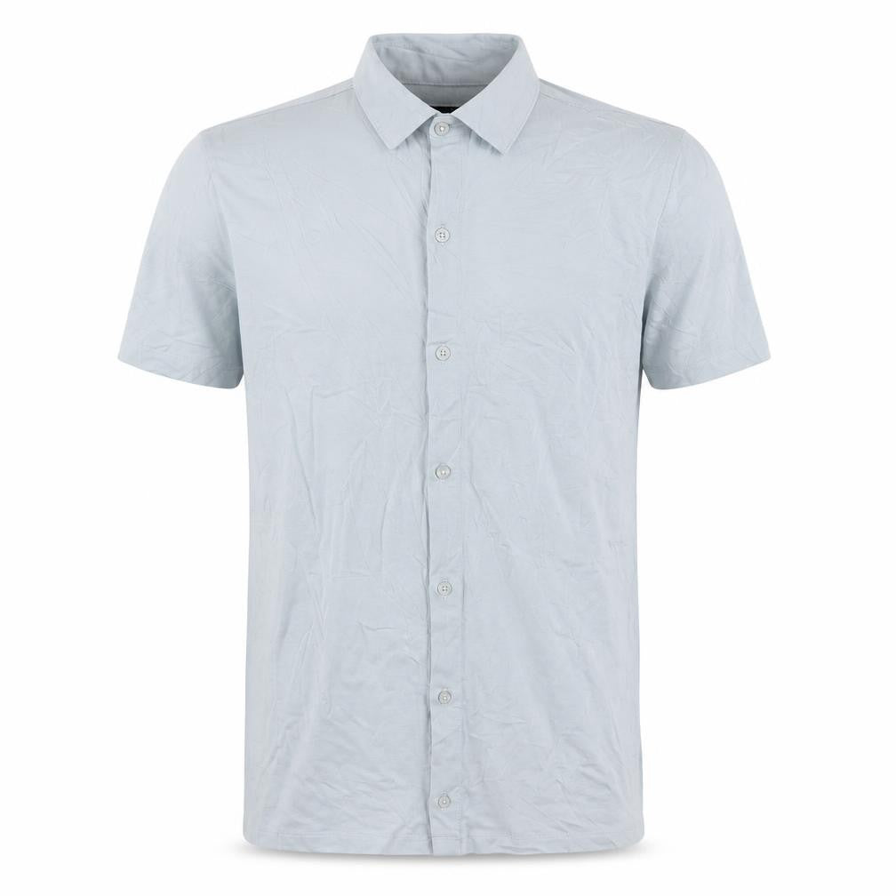 ASOS DESIGN Men's Grey Slim Fit Short Sleeve Button-Up Shirt Size S