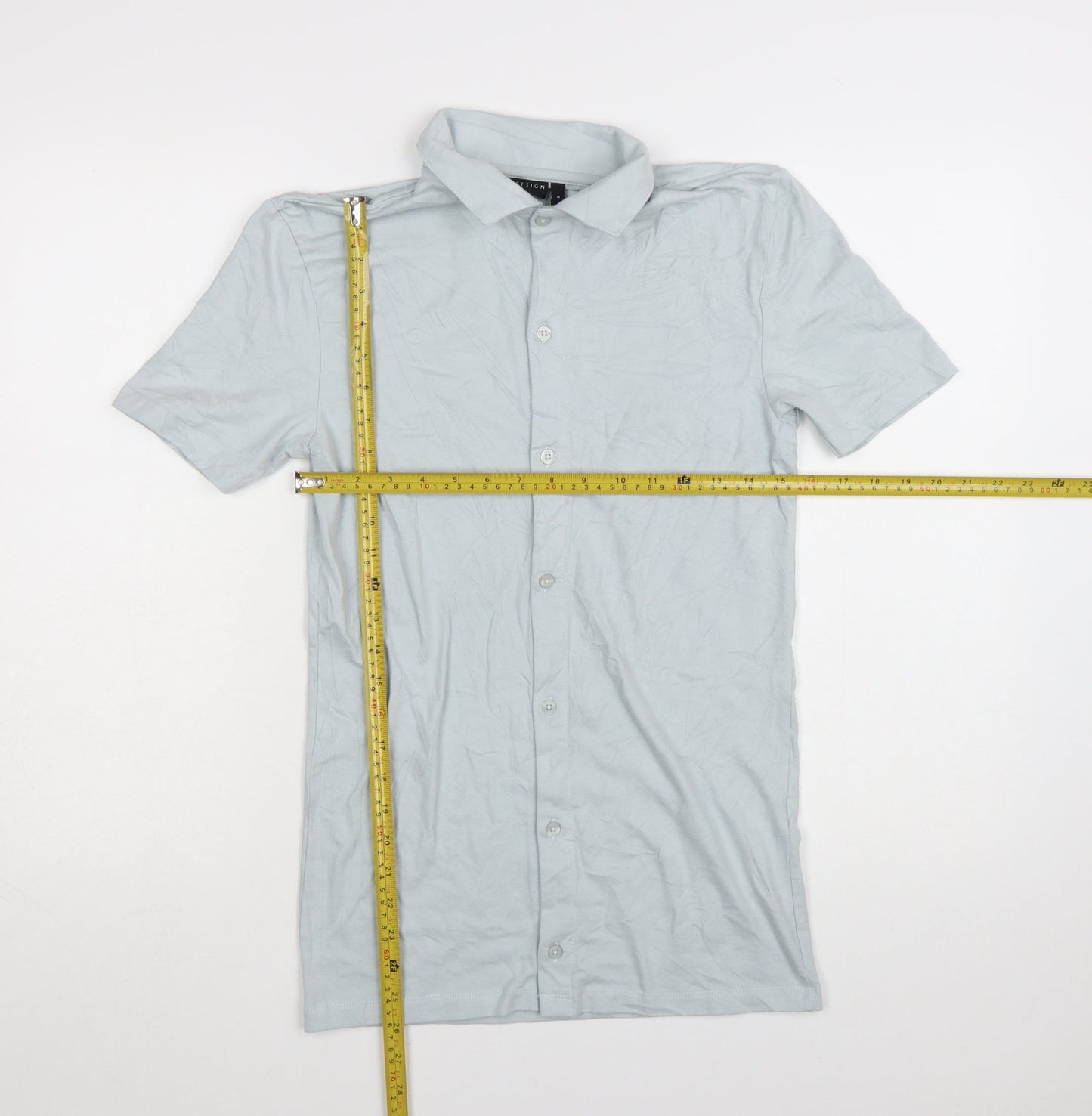 ASOS DESIGN Men's Grey Slim Fit Short Sleeve Button-Up Shirt Size S