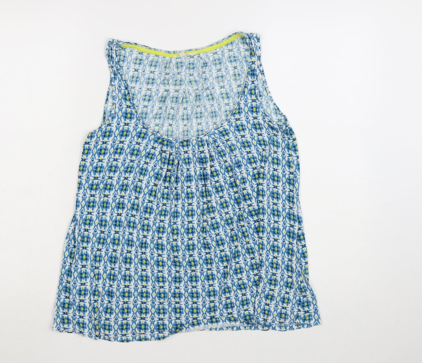White Stuff Women's Blue Geometric Viscose Sleeveless Top Size 8