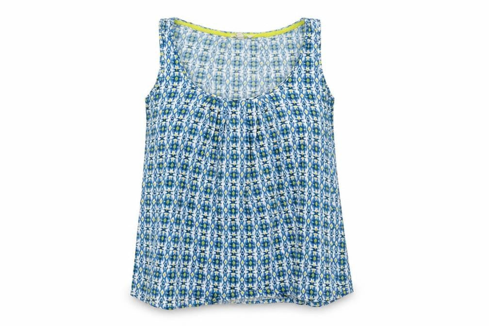 White Stuff Women's Blue Geometric Viscose Sleeveless Top Size 8