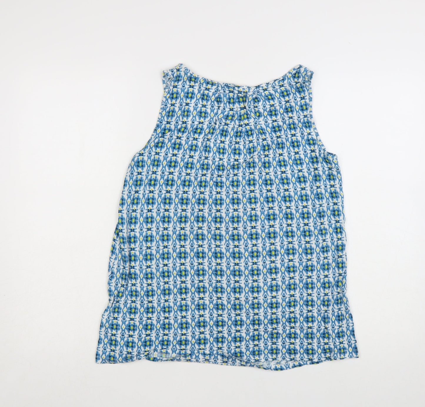 White Stuff Women's Blue Geometric Viscose Sleeveless Top Size 8
