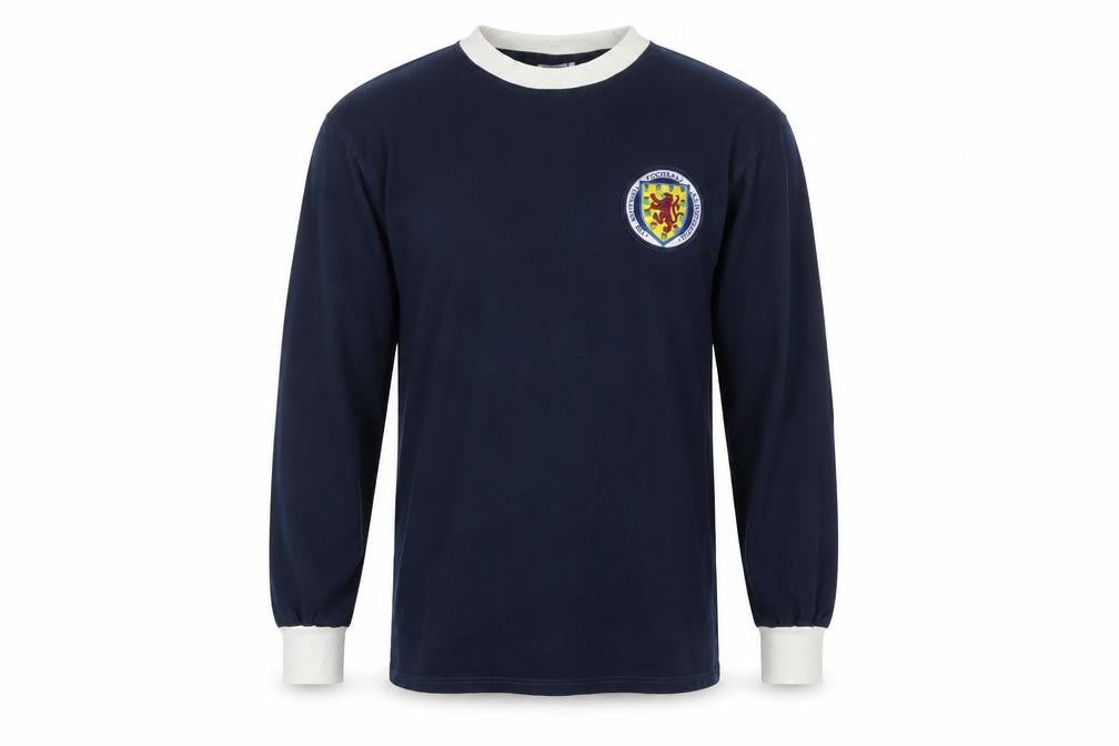 Score Draw Men’s Navy Long Sleeve Scotland Retro Cotton T-Shirt Large