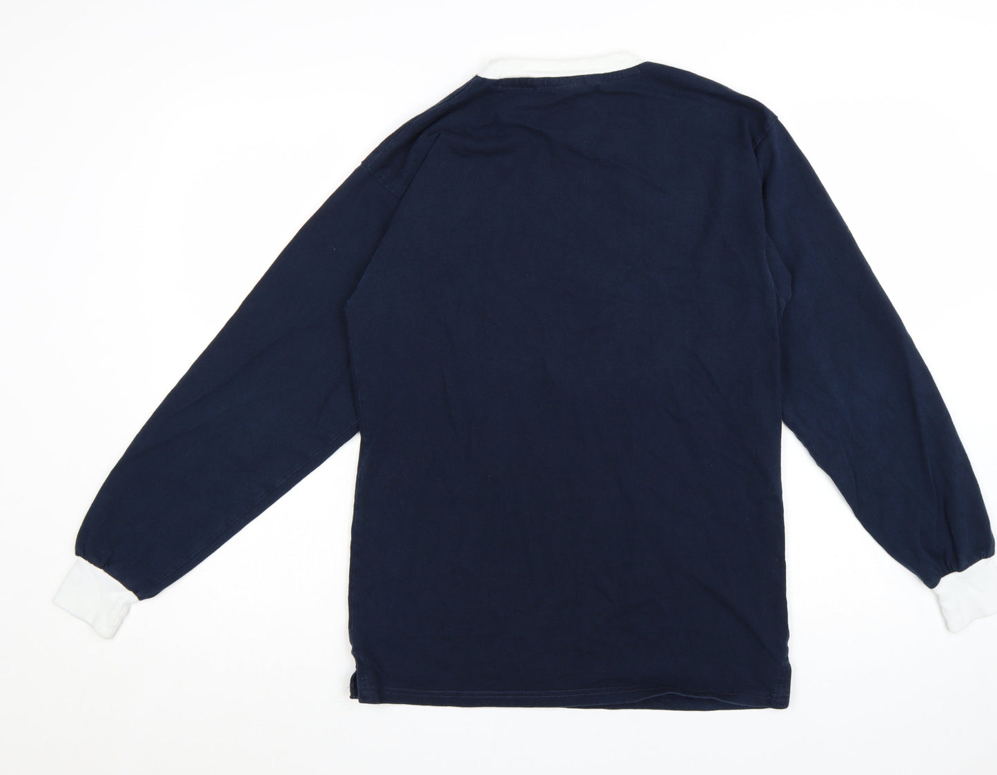 Score Draw Men’s Navy Long Sleeve Scotland Retro Cotton T-Shirt Large