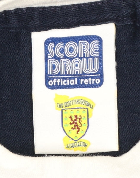 Score Draw Men’s Navy Long Sleeve Scotland Retro Cotton T-Shirt Large