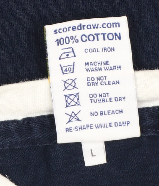 Score Draw Men’s Navy Long Sleeve Scotland Retro Cotton T-Shirt Large