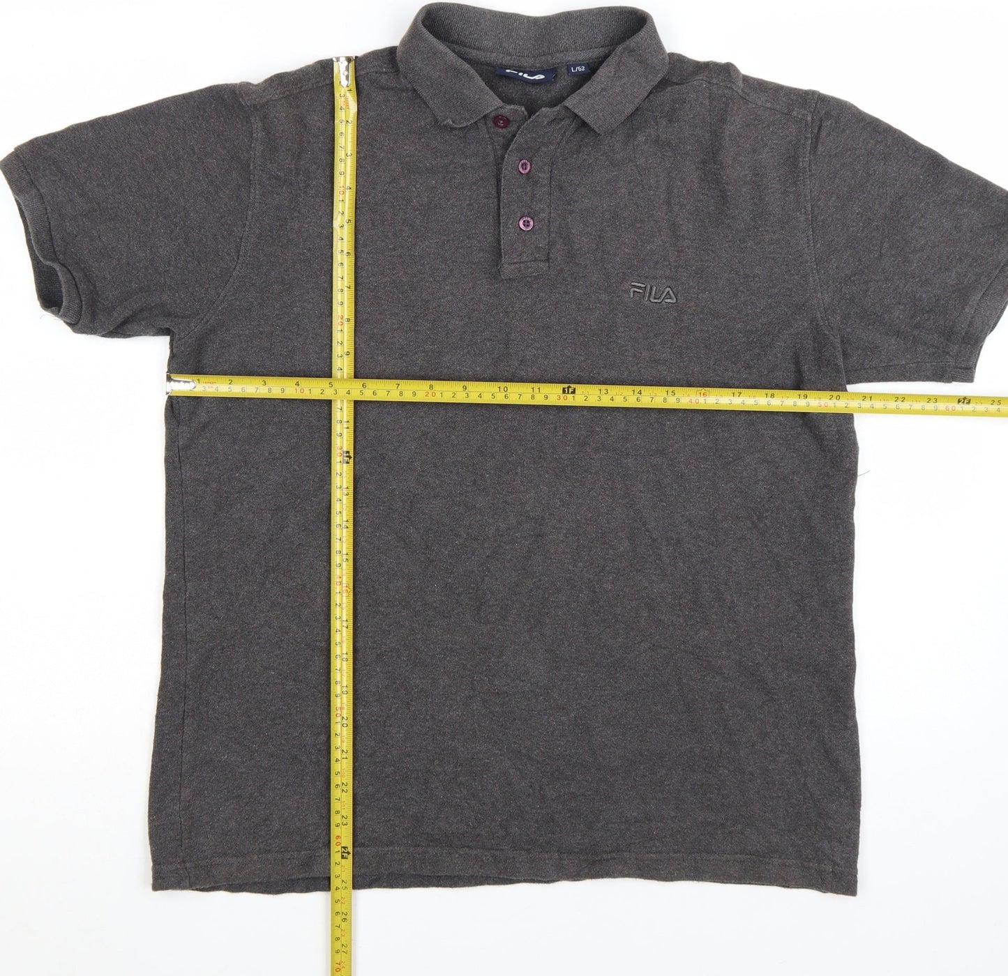 FILA Men’s Grey Cotton Polo Shirt Size L Classic Sports Style