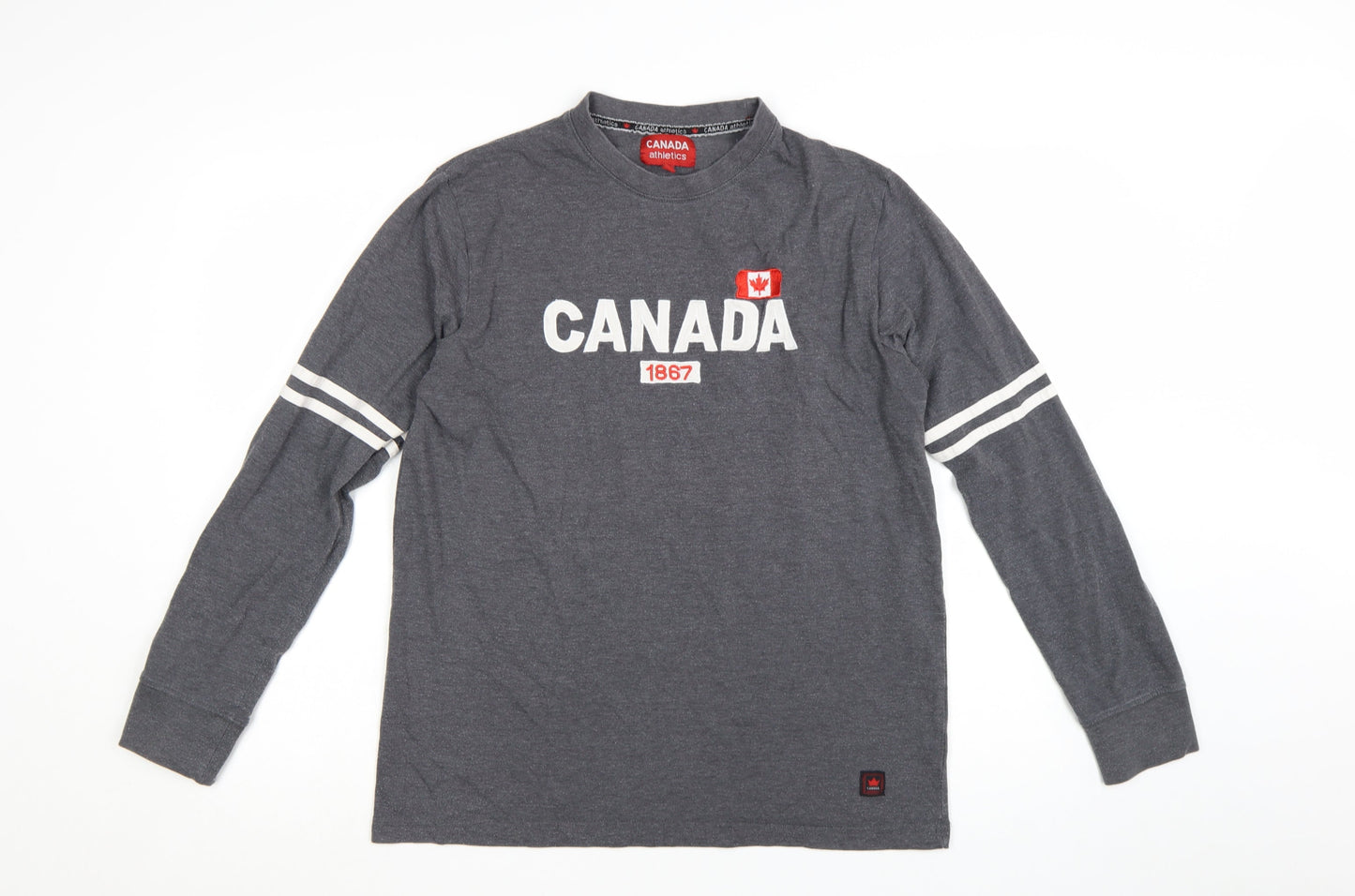 Canada Athletics Men's Grey Long Sleeve Patriotic T-Shirt Size L