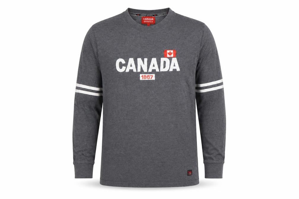 Canada Athletics Men's Grey Long Sleeve Patriotic T-Shirt Size L