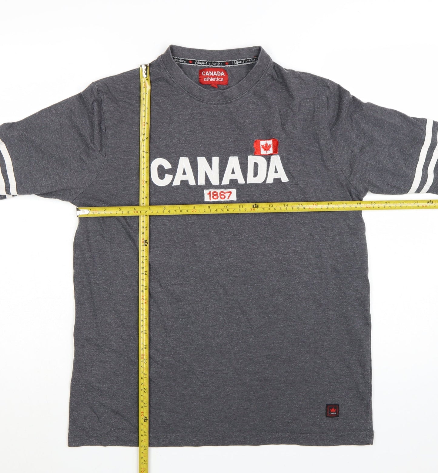 Canada Athletics Men's Grey Long Sleeve Patriotic T-Shirt Size L