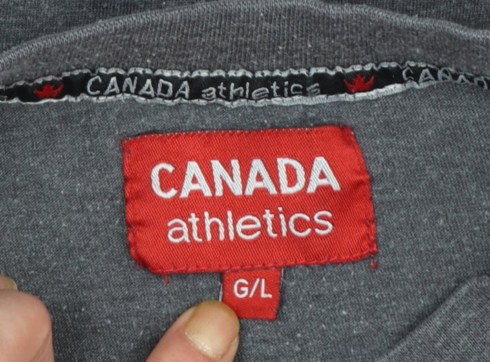 Canada Athletics Men's Grey Long Sleeve Patriotic T-Shirt Size L