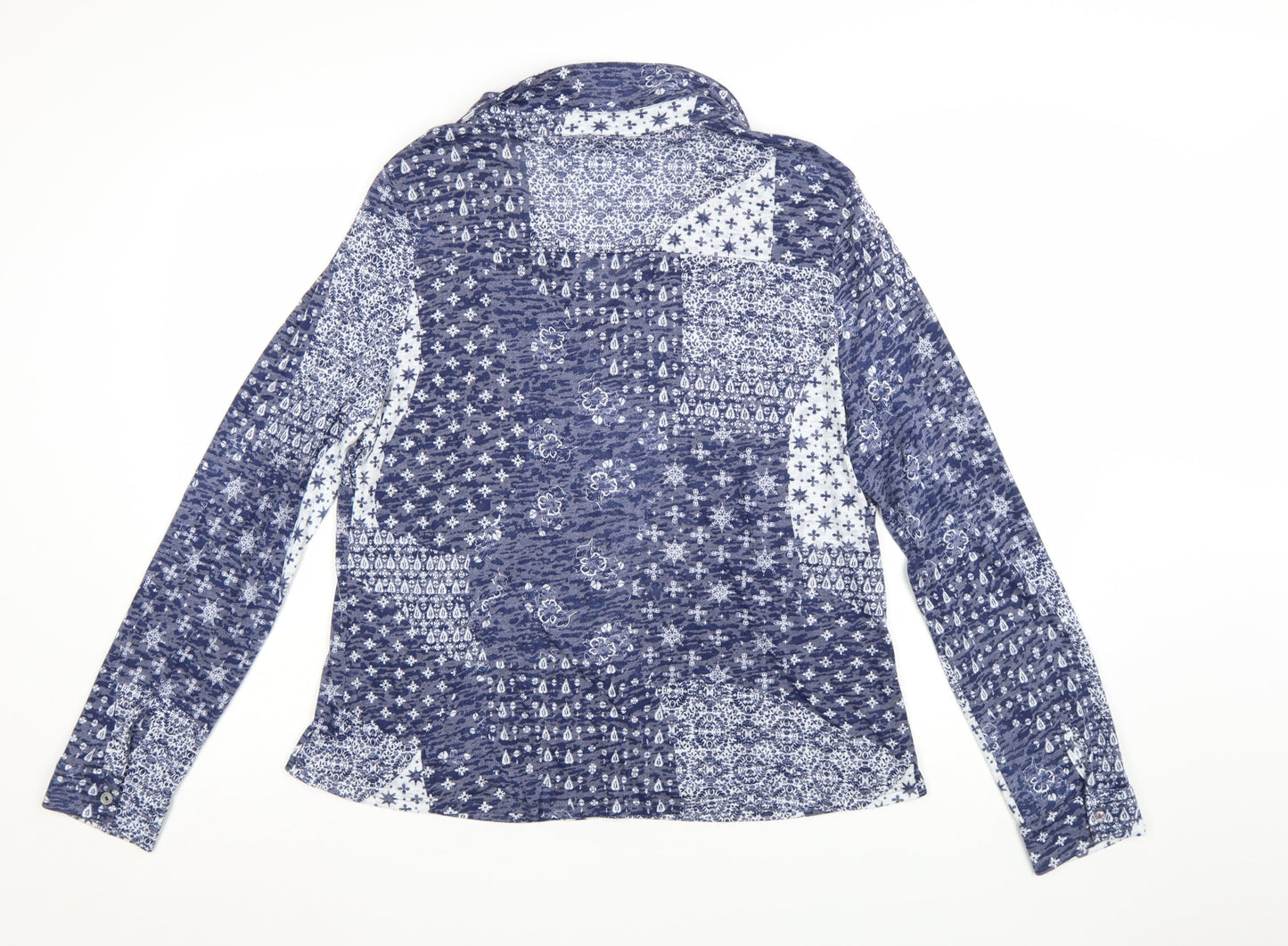 Roman Women Blue Floral Collared Long Sleeve Tunic Blouse Size 20