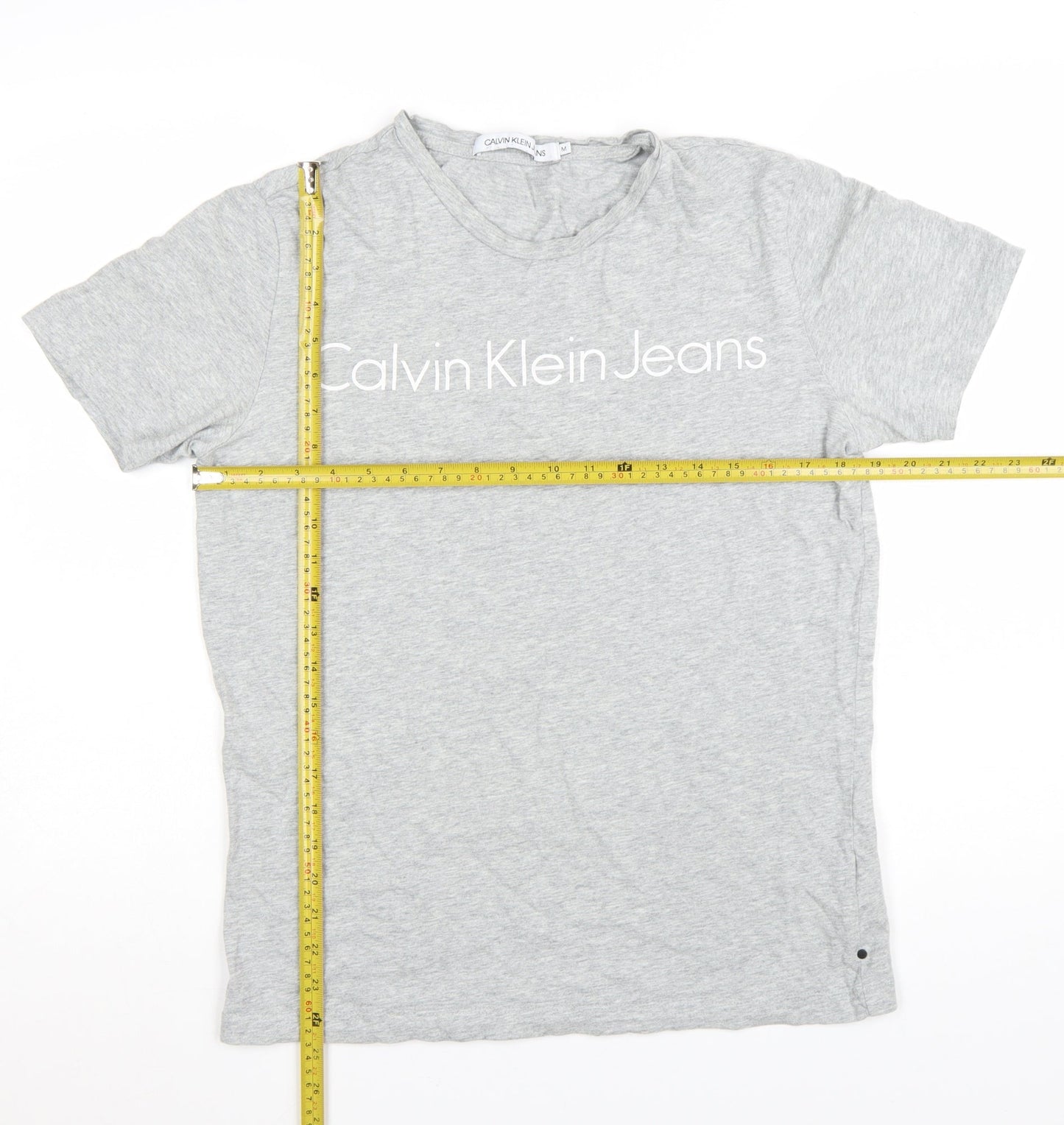 Calvin Klein Jeans Mens Grey Cotton Crew Neck Logo T-Shirt Size M