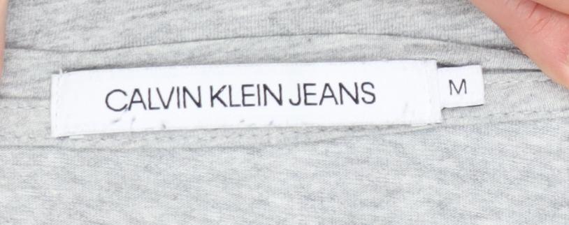Calvin Klein Jeans Mens Grey Cotton Crew Neck Logo T-Shirt Size M