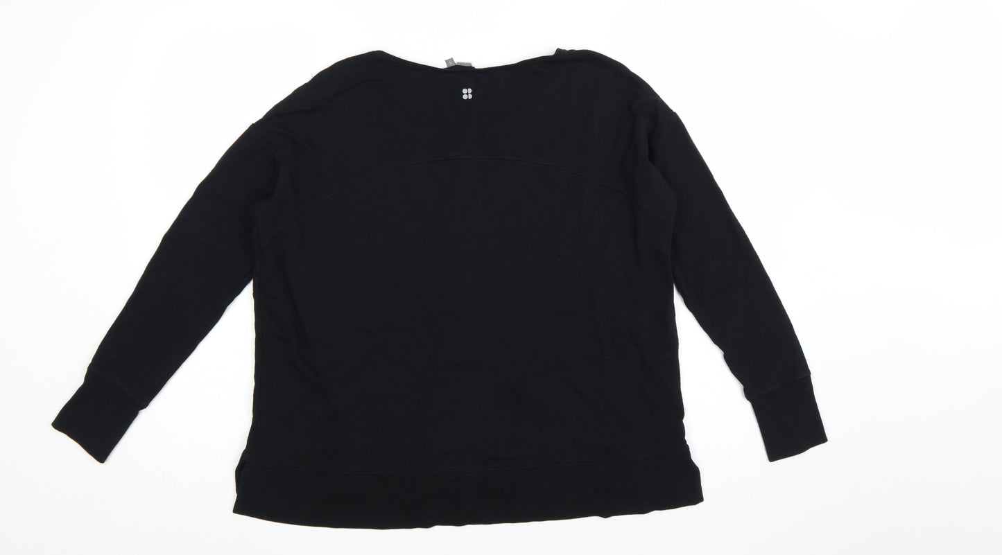 Sweaty Betty Women Black Cotton Modal Pullover Sweatshirt Size S