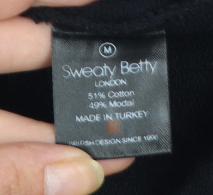 Sweaty Betty Women Black Cotton Modal Pullover Sweatshirt Size S