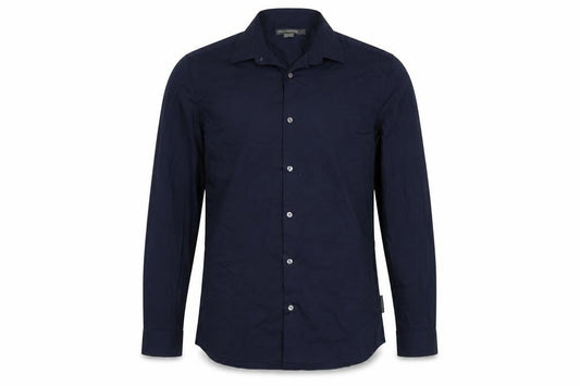 French Connection Men's Navy Long Sleeve Classic Cotton Blend Button-Up Shirt Size L