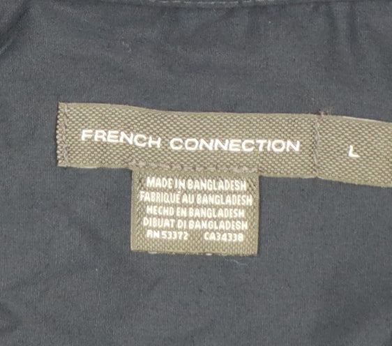 French Connection Men's Navy Long Sleeve Classic Cotton Blend Button-Up Shirt Size L