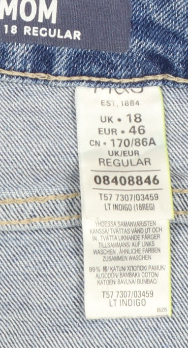 Marks and Spencer Women’s Blue Mom Jeans Size 18 Regular Denim