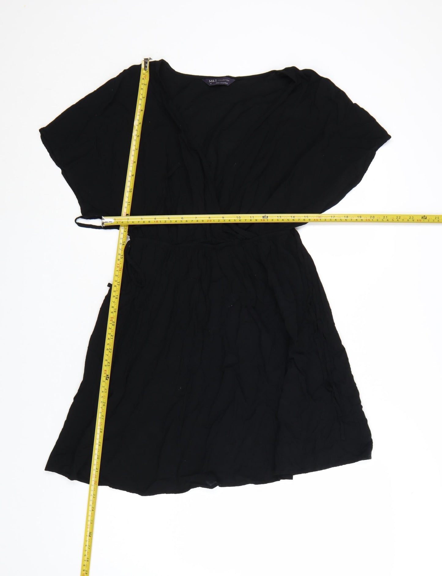 Marks and Spencer Women’s Black Viscose Short Sleeve Wrap Dress Size 10