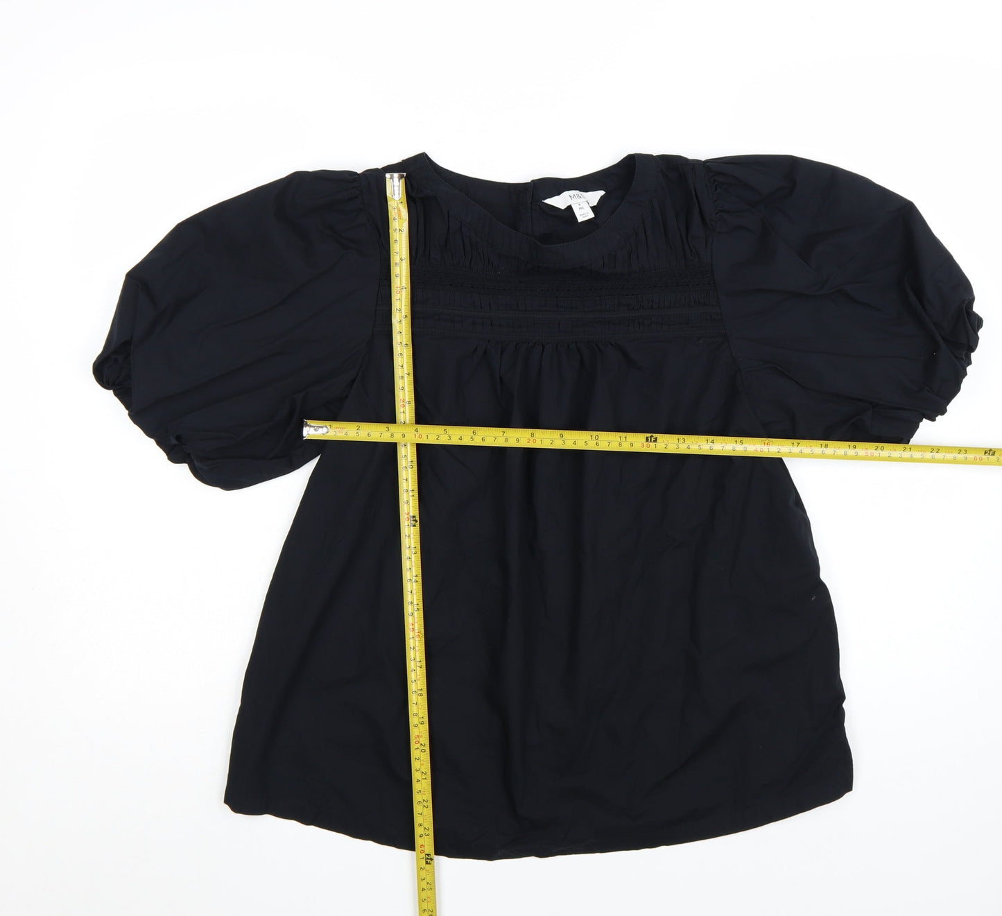 Marks and Spencer Women's Black Size 8 Puff Sleeve Tunic Blouse