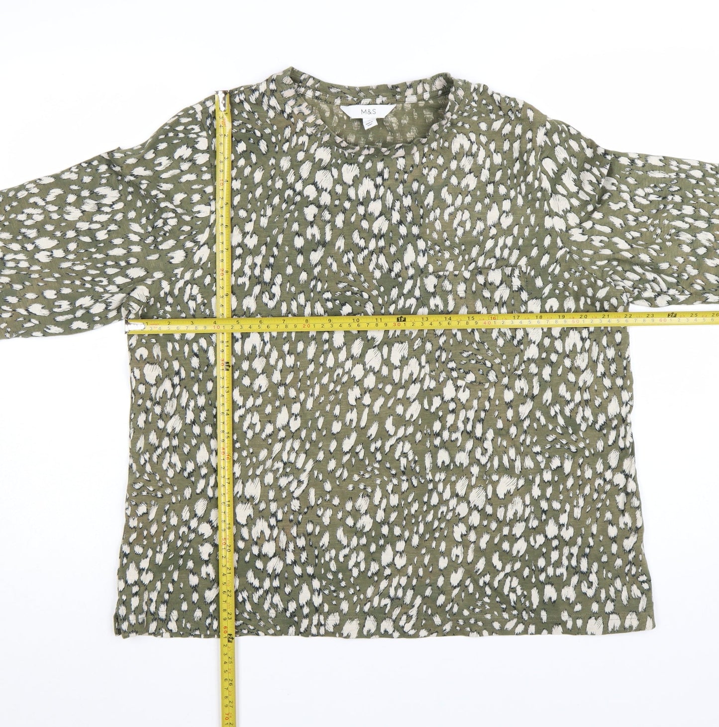 Marks and Spencer Women’s Green Animal Print Cotton Blouse Size 18