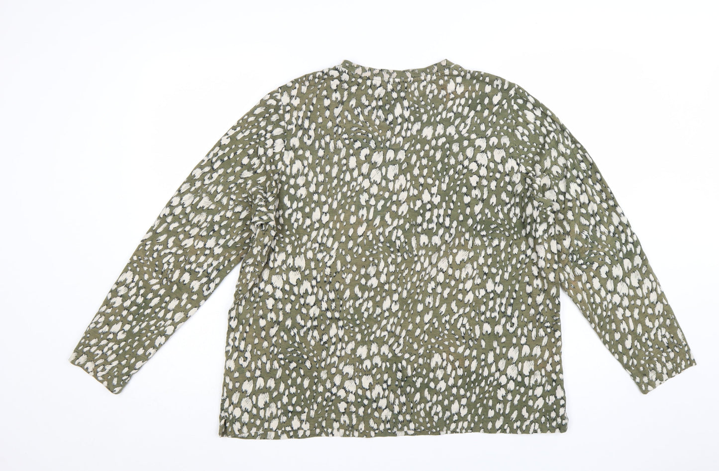 Marks and Spencer Women’s Green Animal Print Cotton Blouse Size 18