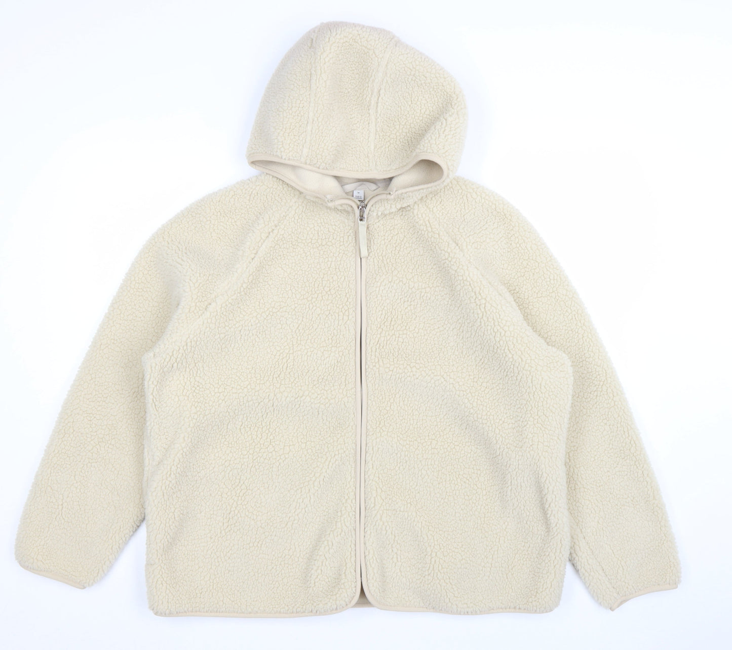Marks and Spencer Women’s Beige Fleece Hooded Zip Jacket Size 18