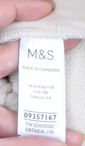 Marks and Spencer Women’s Beige Fleece Hooded Zip Jacket Size 18