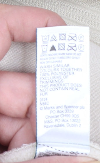 Marks and Spencer Women’s Beige Fleece Hooded Zip Jacket Size 18
