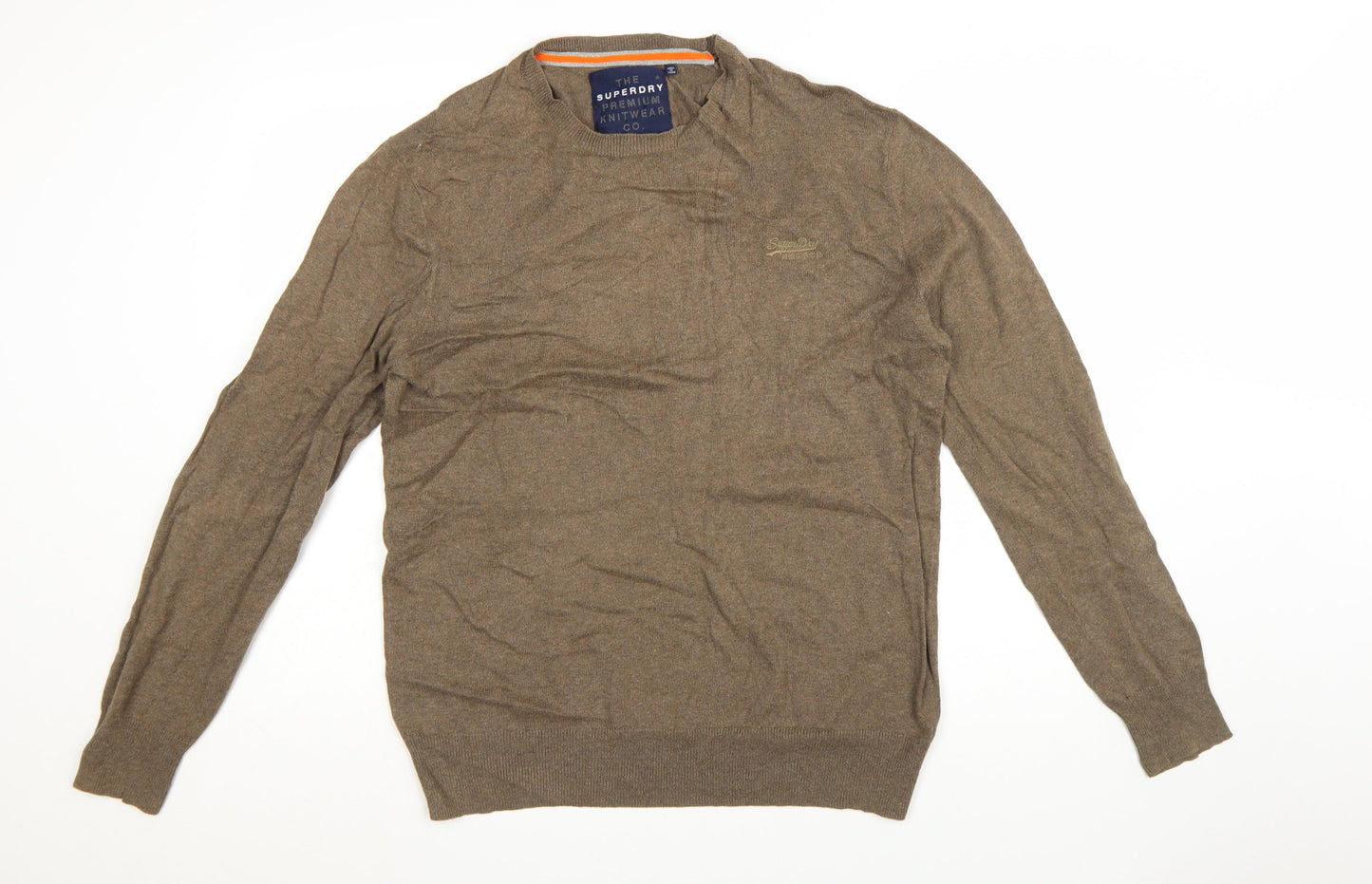 Superdry Men's Brown XL Crew Neck Premium Cotton Cashmere Jumper