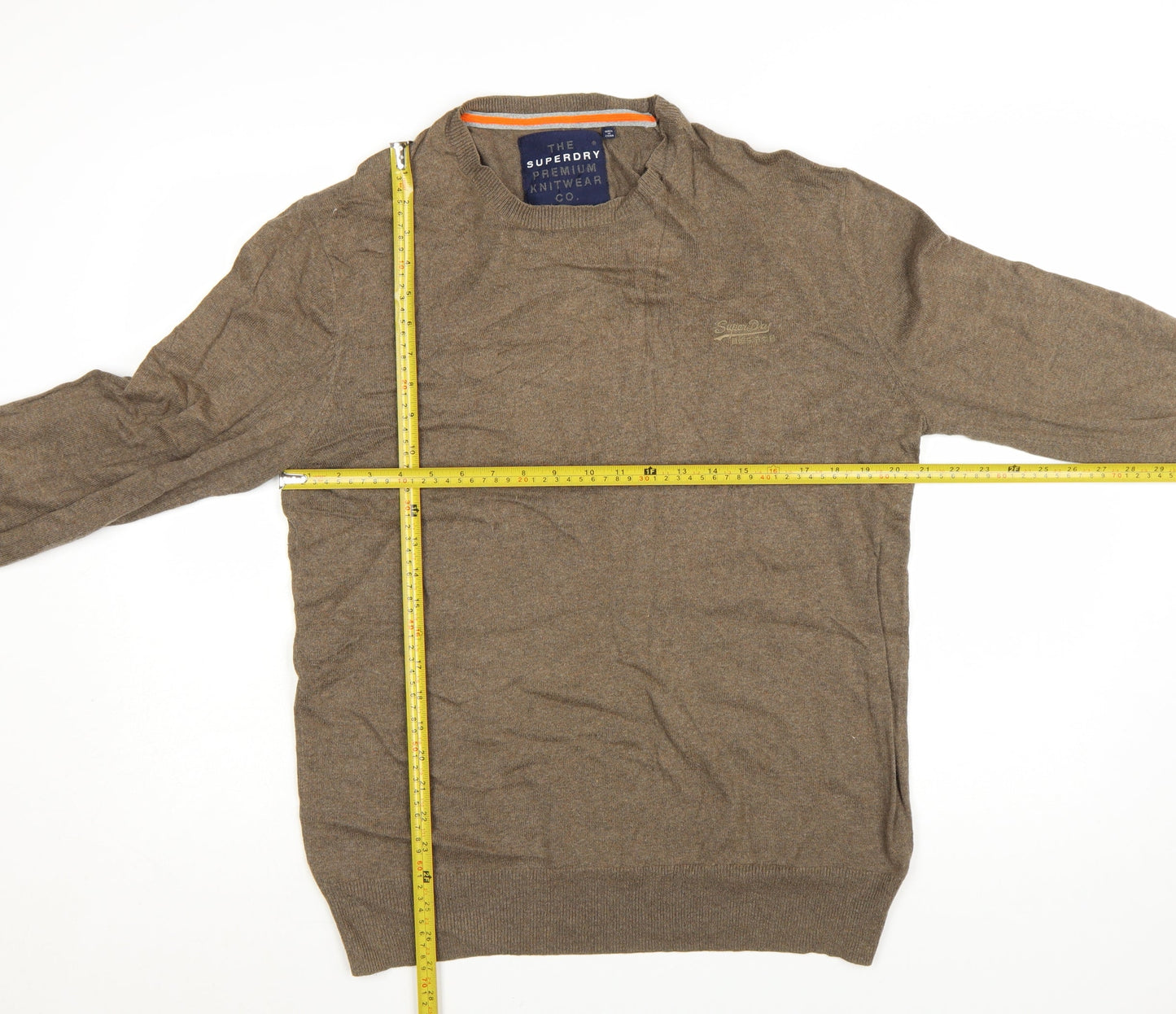 Superdry Men's Brown XL Crew Neck Premium Cotton Cashmere Jumper