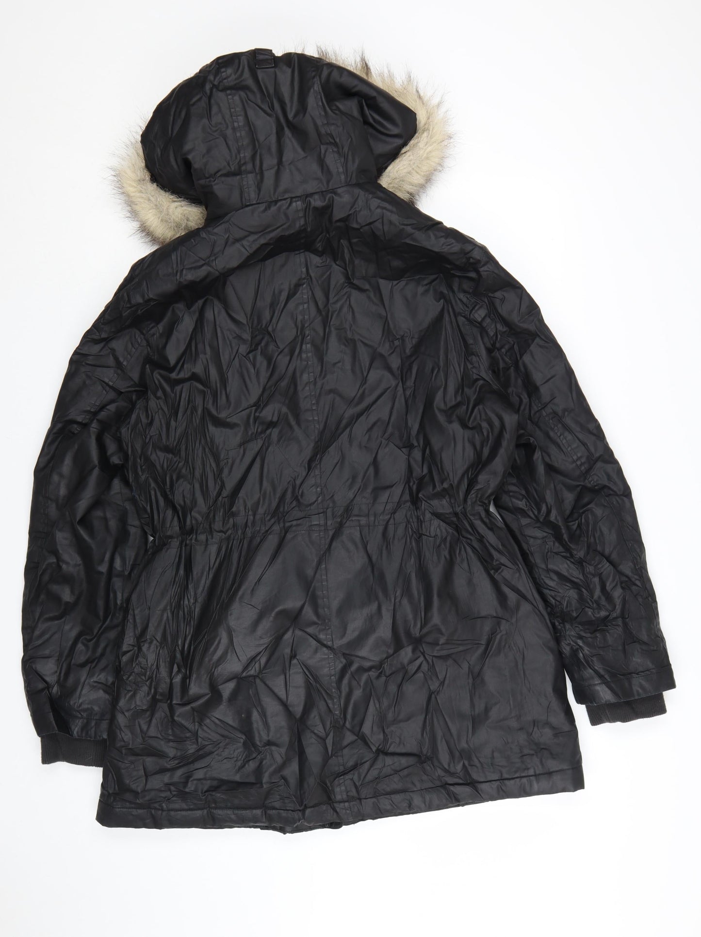 Marks and Spencer Women’s Black Faux Fur Hooded Parka Coat Size 14