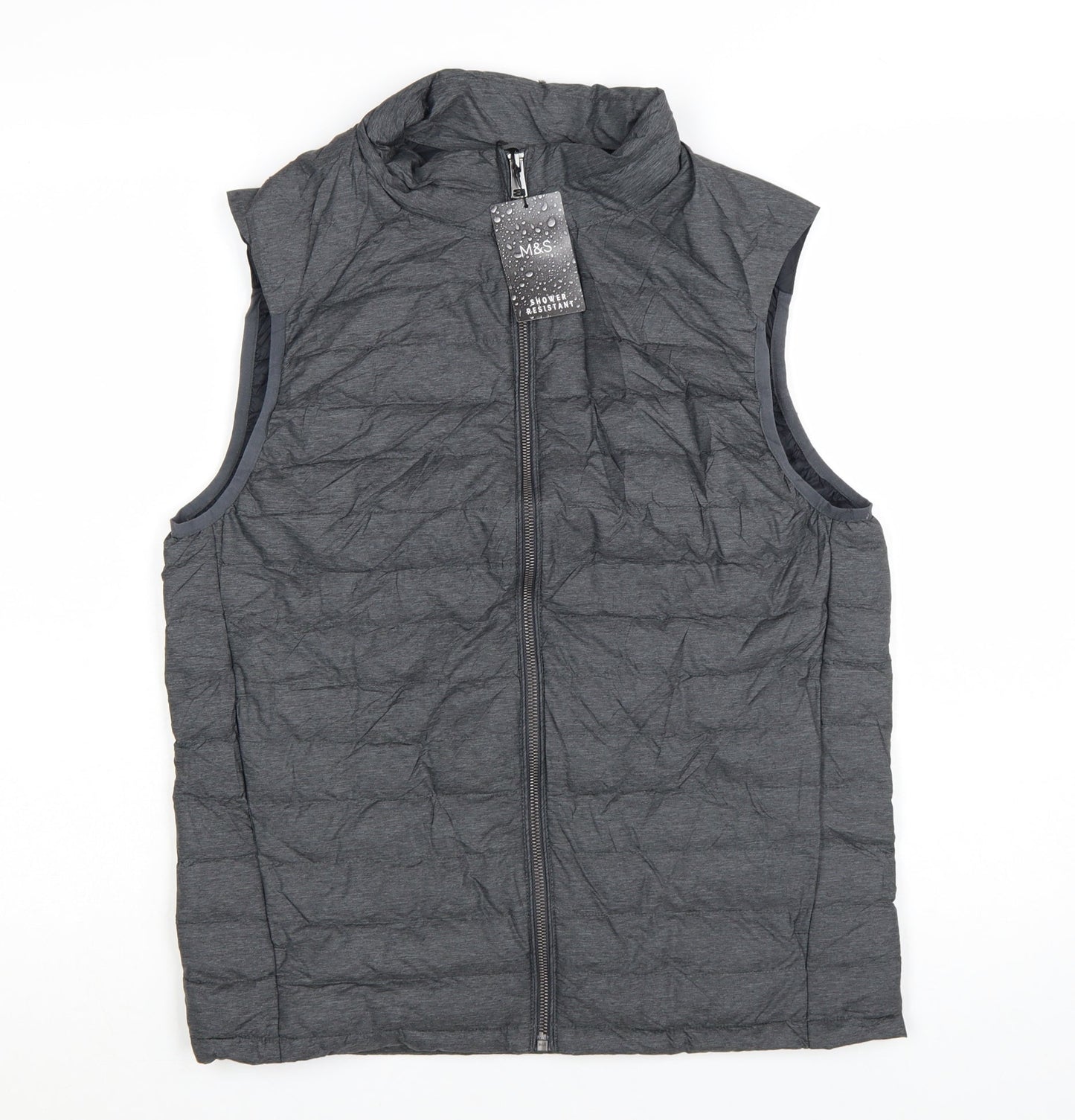Marks and Spencer Mens Grey Down Padded Bodywarmer S Regular Fit