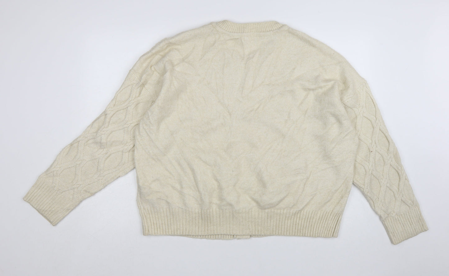 Marks and Spencer Women's Ivory Cable-Knit Wool Blend Cardigan XL