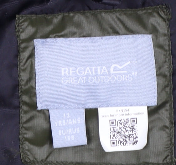 Regatta Girls Green Long Hooded Quilted Puffer Coat 13 Years
