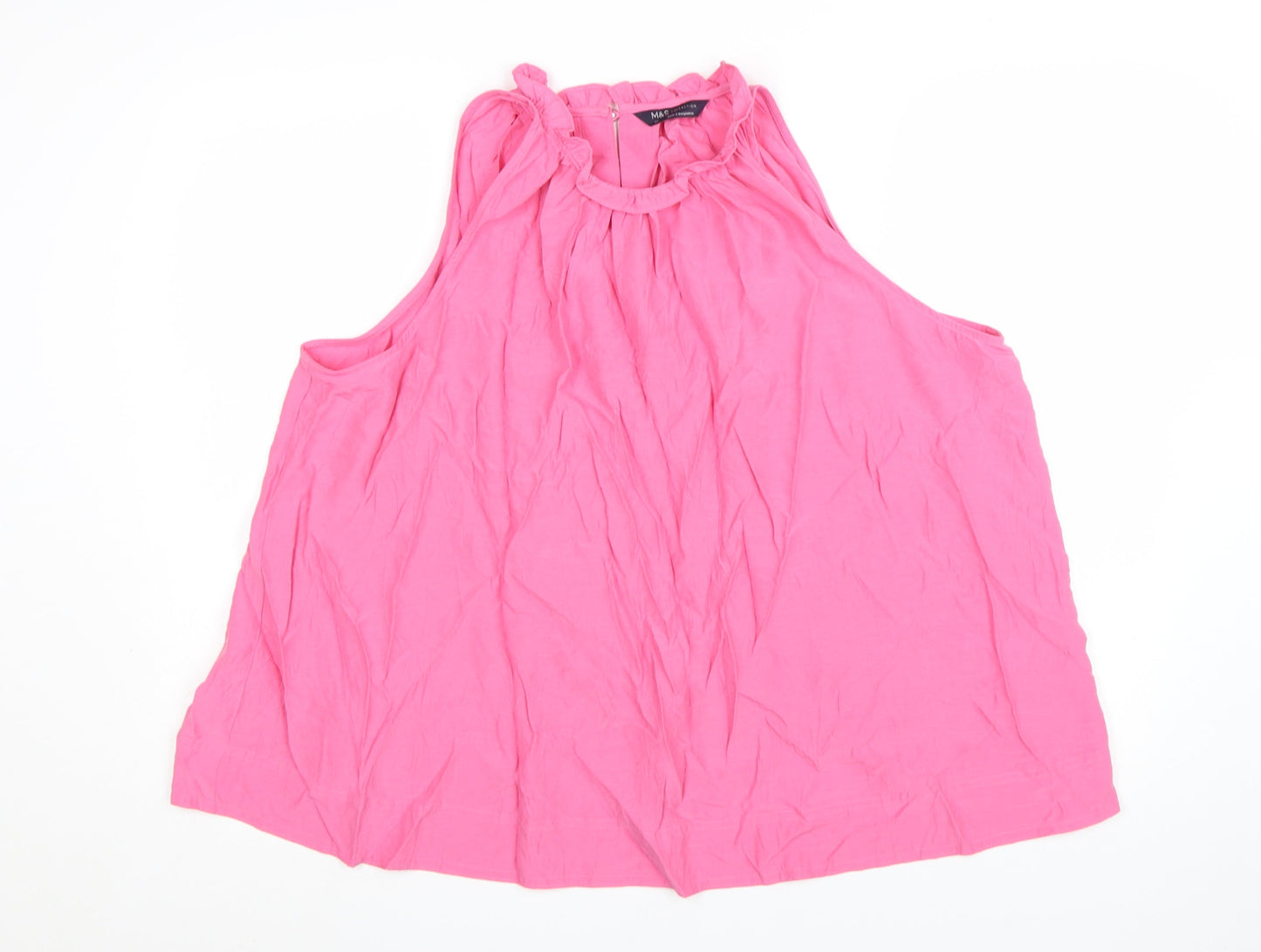 Marks and Spencer Women’s Pink Cotton Sleeveless Ruffle Blouse Size 20