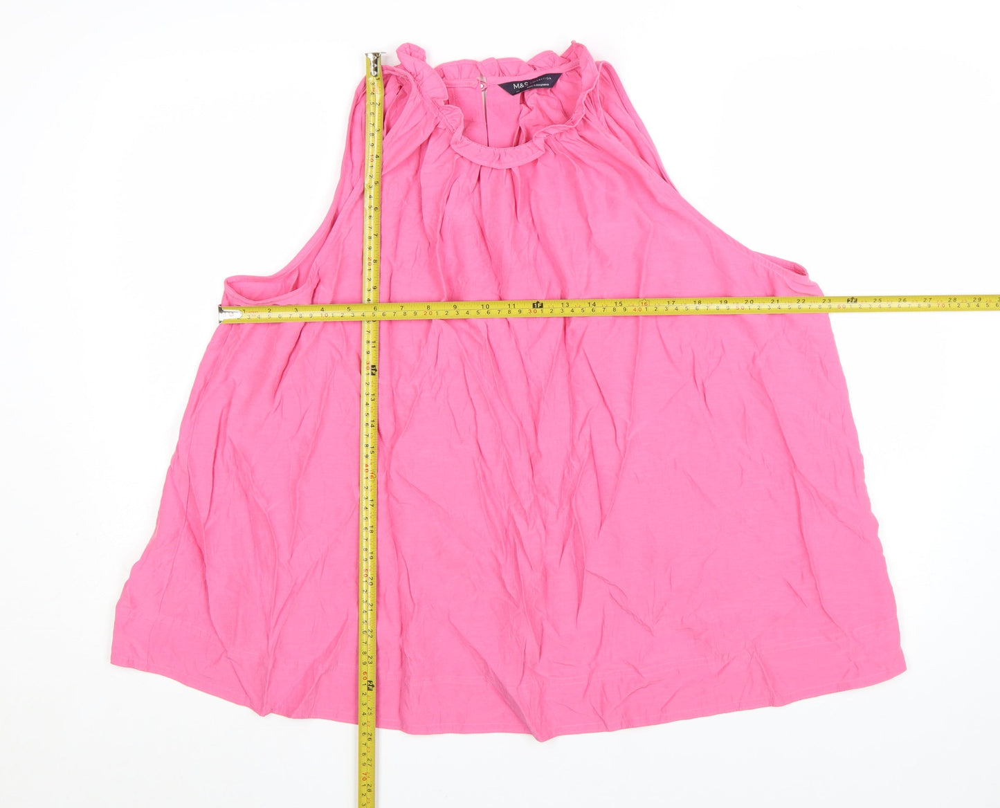 Marks and Spencer Women’s Pink Cotton Sleeveless Ruffle Blouse Size 20