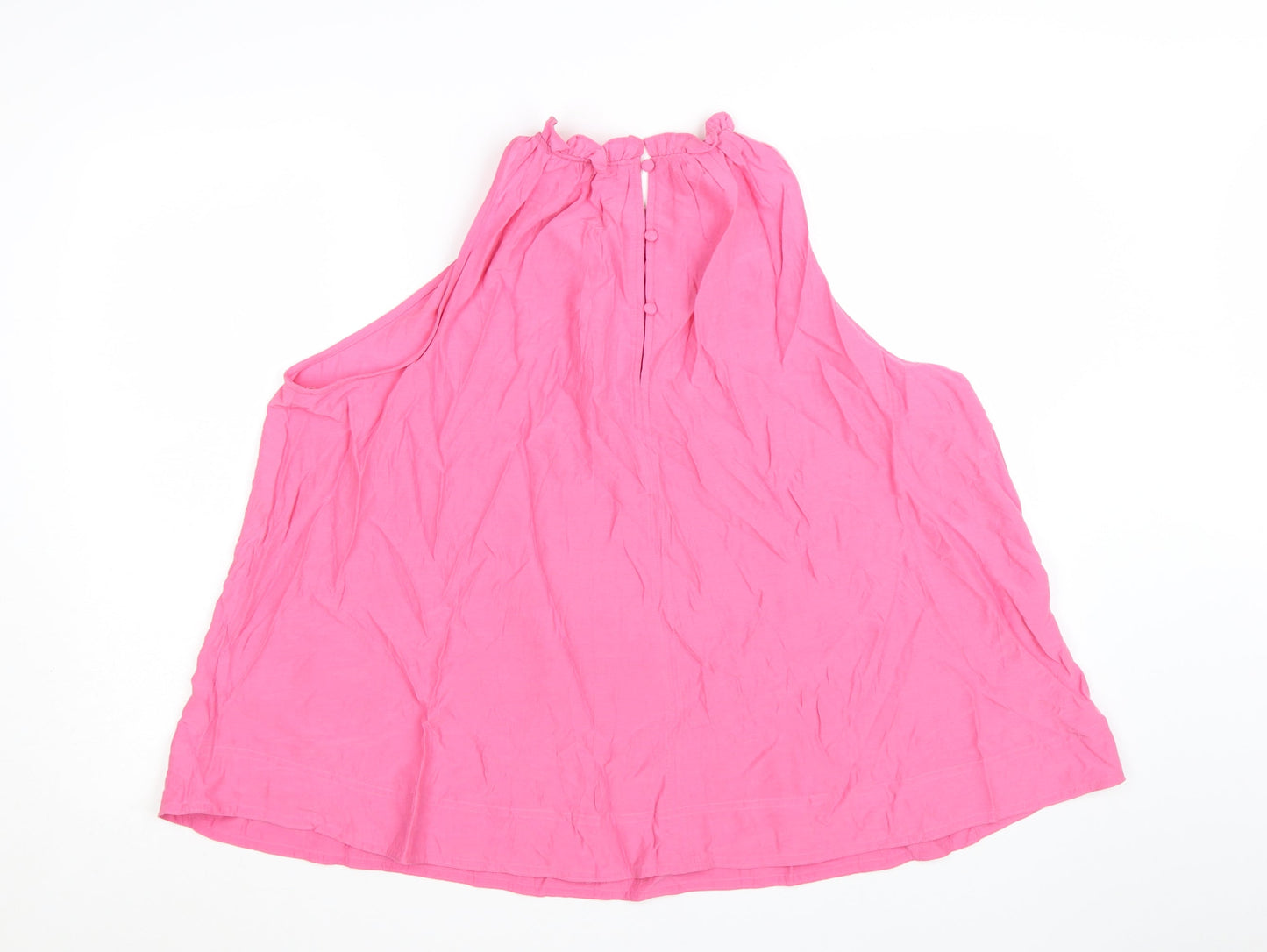 Marks and Spencer Women’s Pink Cotton Sleeveless Ruffle Blouse Size 20