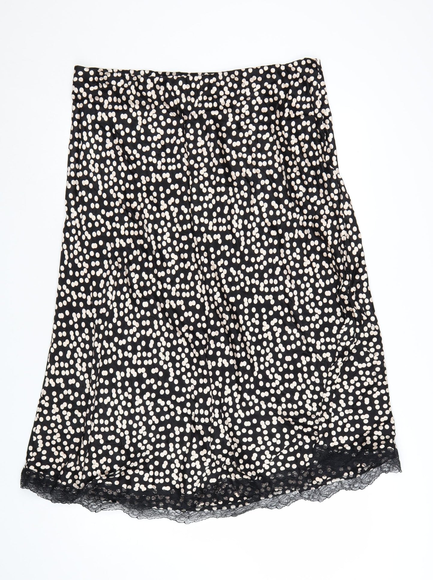 Marks and Spencer Womens Black Polka Dot Lace Trim A-Line Skirt Size 20