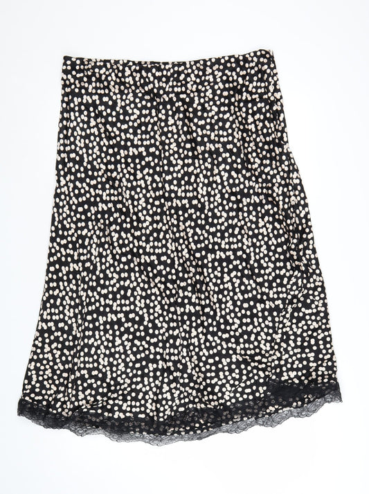 Marks and Spencer Womens Black Polka Dot Lace Trim A-Line Skirt Size 20