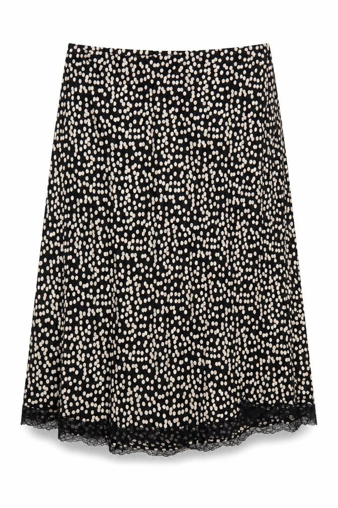 Marks & Spencer Womens Black Polka Dot Lace Trim A-Line Skirt Size 20