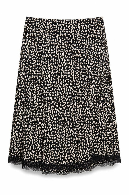 Marks and Spencer Womens Black Polka Dot Lace Trim A-Line Skirt Size 20