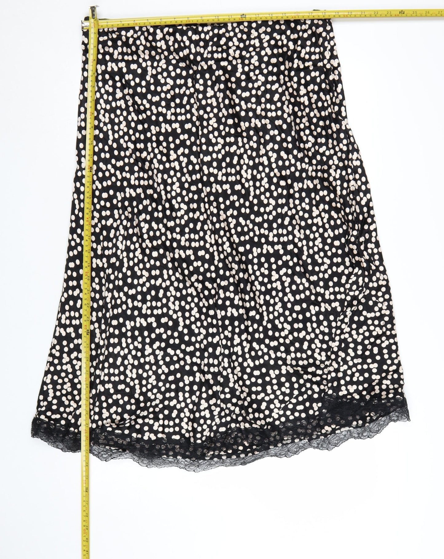 Marks and Spencer Womens Black Polka Dot Lace Trim A-Line Skirt Size 20