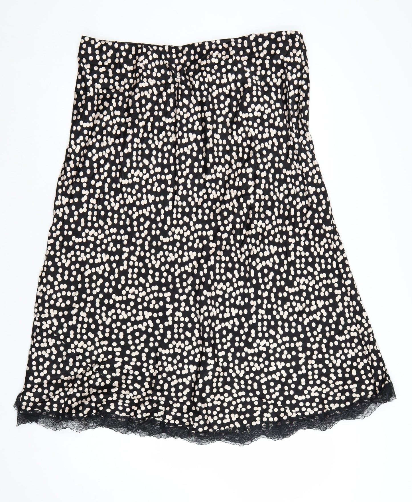 Marks and Spencer Womens Black Polka Dot Lace Trim A-Line Skirt Size 20