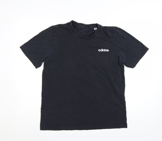 adidas Men's Black Cotton Crew Neck Short Sleeve T-Shirt Size L
