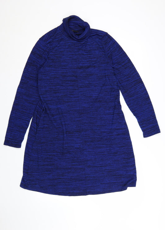 Marks and Spencer Women’s Blue Roll Neck Long Sleeve Knit Shift Dress Size 18