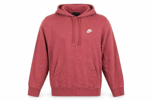 Nike Men's Red Pullover Hoodie Size L Logo Cotton Blend Sweatshirt