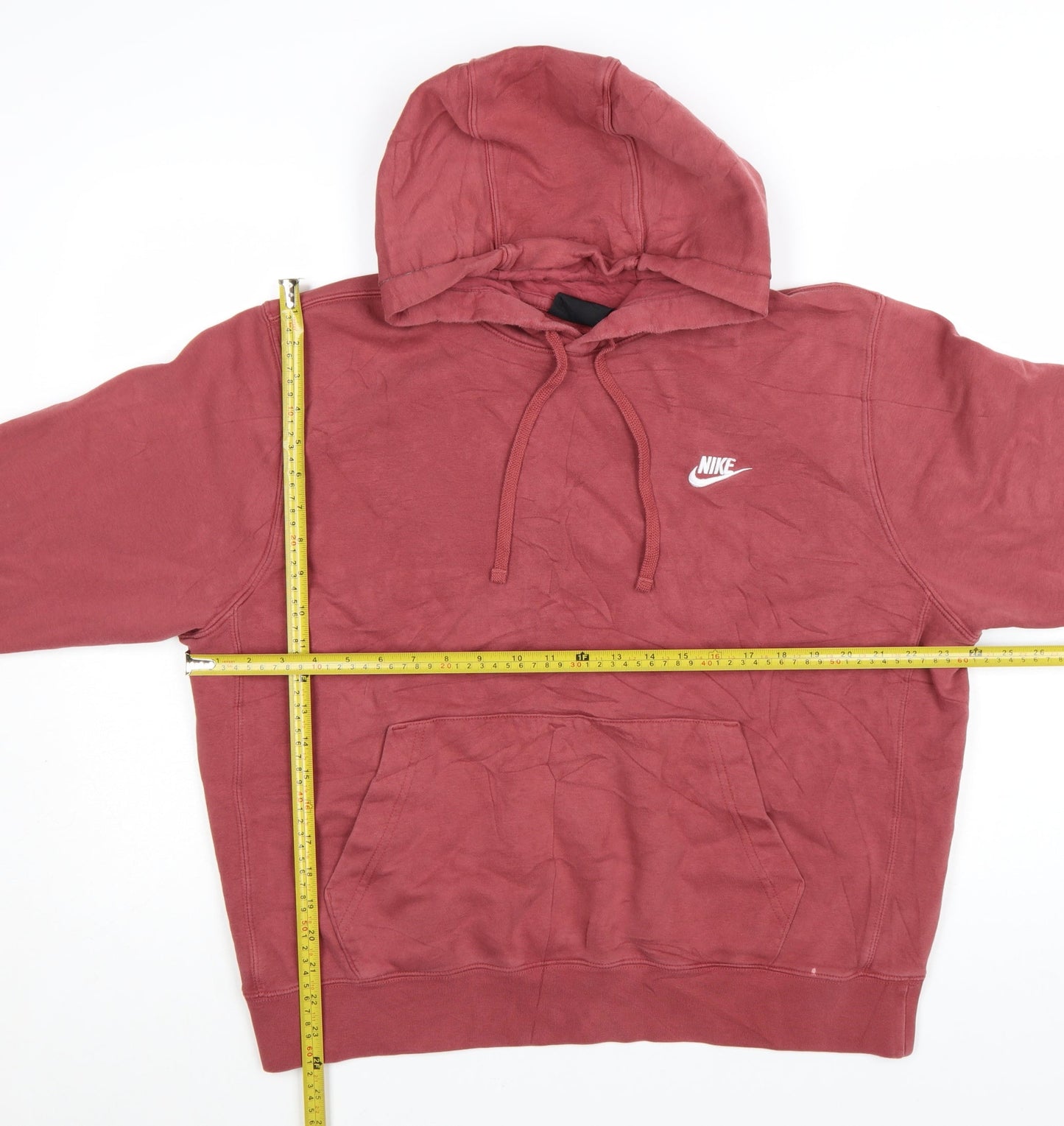 Nike Men's Red Pullover Hoodie Size L Logo Cotton Blend Sweatshirt