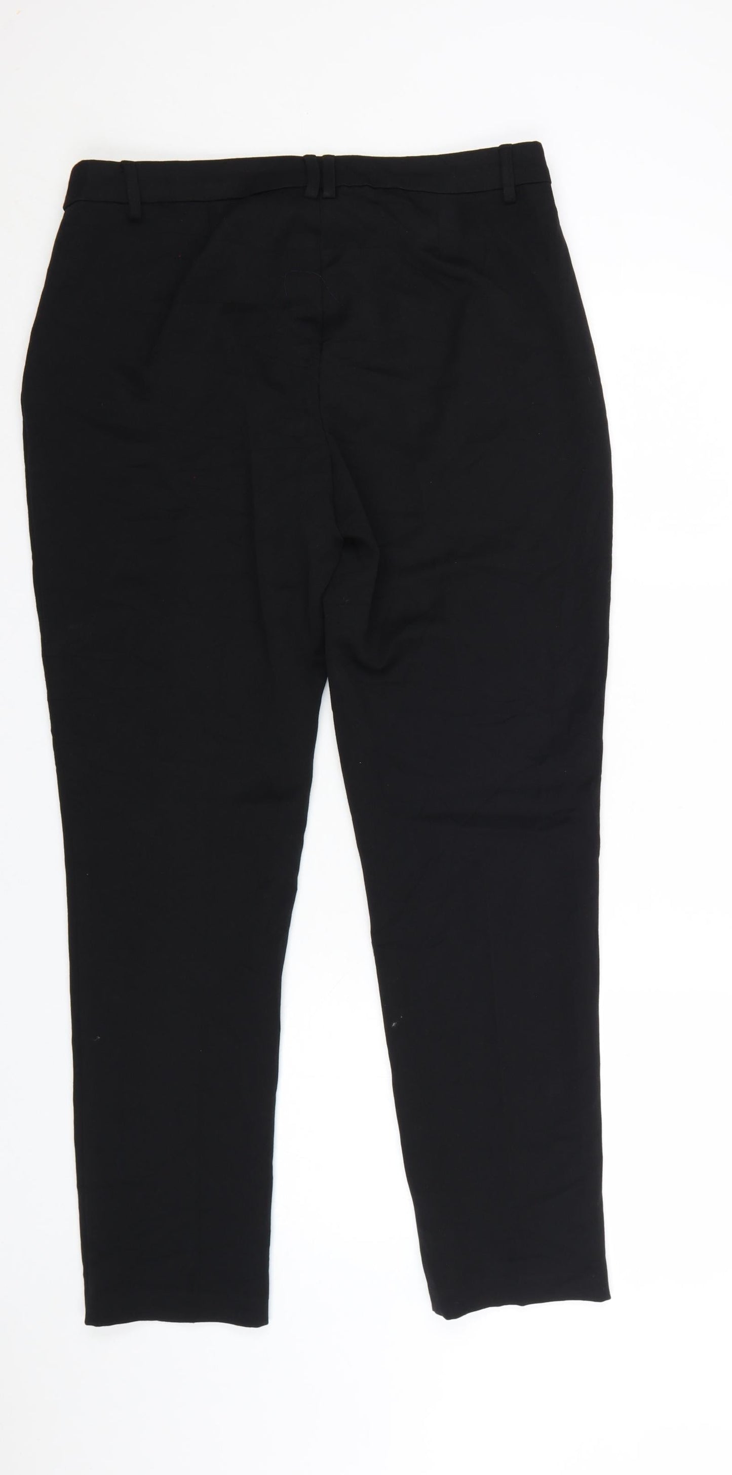 Marks and Spencer Women Black Tapered Trousers Size 14 Polyester Blend