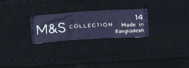 Marks and Spencer Women Black Tapered Trousers Size 14 Polyester Blend
